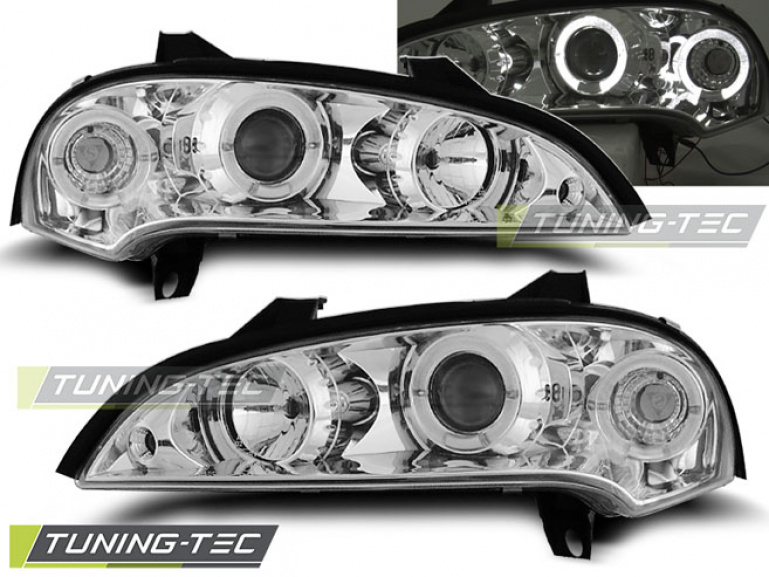 LED Angel Eyes Scheinwerfer für Opel Tigra A 94-00 chrom